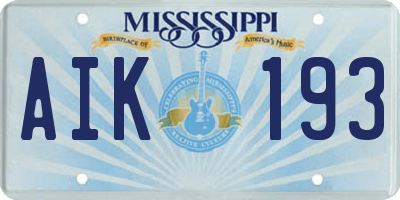 MS license plate AIK193