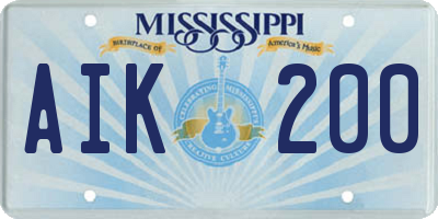 MS license plate AIK200