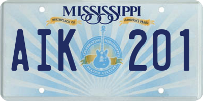 MS license plate AIK201