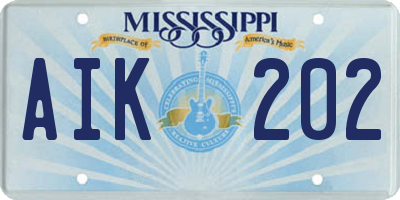 MS license plate AIK202