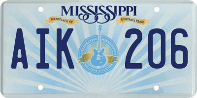 MS license plate AIK206