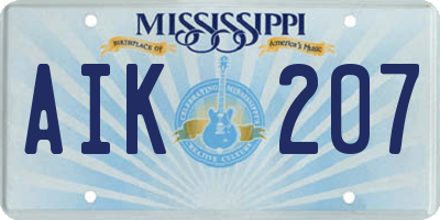 MS license plate AIK207