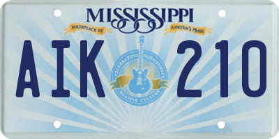 MS license plate AIK210
