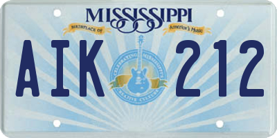 MS license plate AIK212