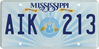 MS license plate AIK213