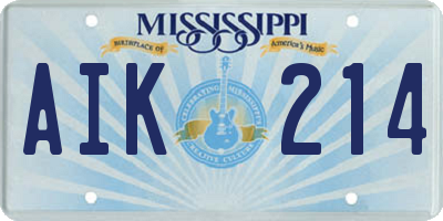 MS license plate AIK214