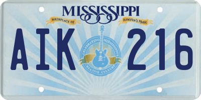 MS license plate AIK216