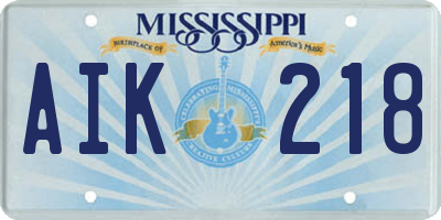 MS license plate AIK218