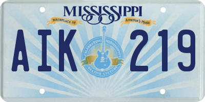 MS license plate AIK219
