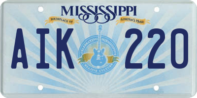 MS license plate AIK220