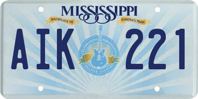 MS license plate AIK221