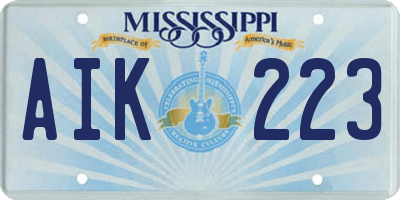 MS license plate AIK223