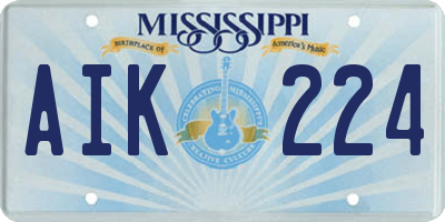 MS license plate AIK224