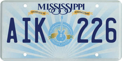MS license plate AIK226