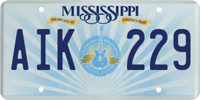 MS license plate AIK229