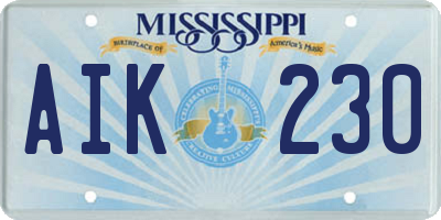 MS license plate AIK230