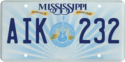 MS license plate AIK232