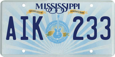 MS license plate AIK233