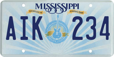 MS license plate AIK234