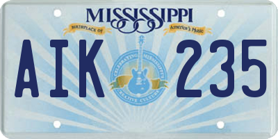 MS license plate AIK235