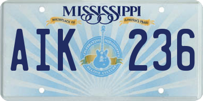 MS license plate AIK236