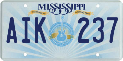 MS license plate AIK237