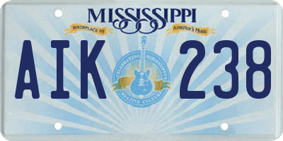 MS license plate AIK238