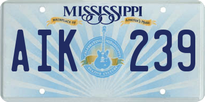 MS license plate AIK239