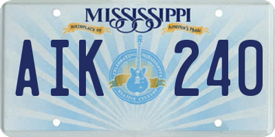 MS license plate AIK240