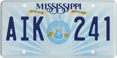 MS license plate AIK241