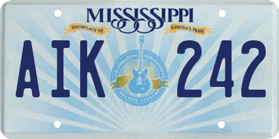 MS license plate AIK242
