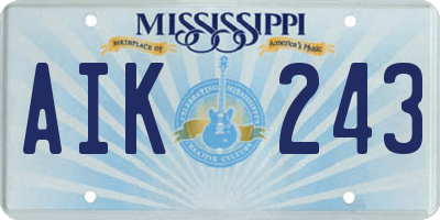 MS license plate AIK243