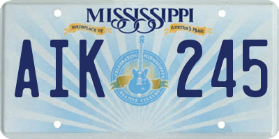 MS license plate AIK245