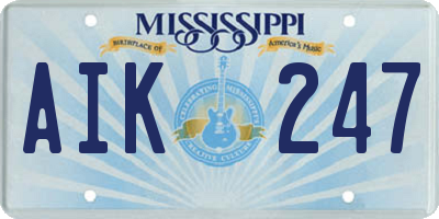 MS license plate AIK247