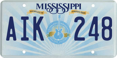MS license plate AIK248