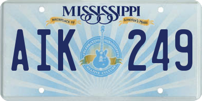 MS license plate AIK249