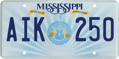 MS license plate AIK250