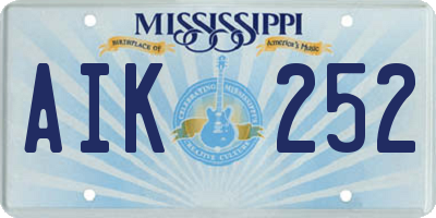 MS license plate AIK252