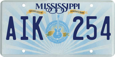 MS license plate AIK254