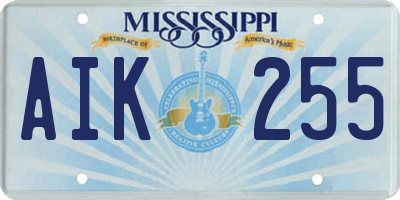 MS license plate AIK255