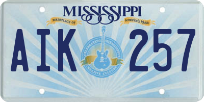 MS license plate AIK257