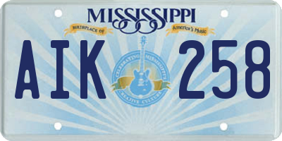MS license plate AIK258