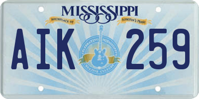 MS license plate AIK259