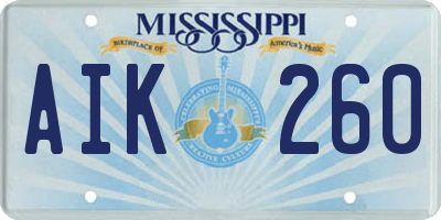 MS license plate AIK260