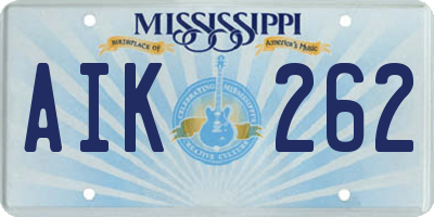 MS license plate AIK262