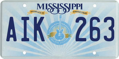 MS license plate AIK263