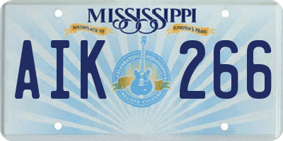 MS license plate AIK266