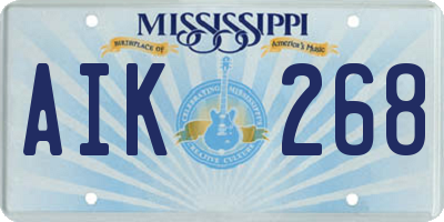 MS license plate AIK268