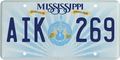 MS license plate AIK269