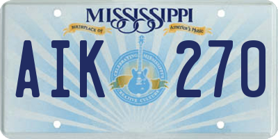 MS license plate AIK270